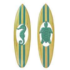 Juego de Tablas de Surf de Madera: Caballito de Mar y Tortuga Turquesa