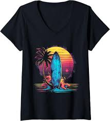 Camiseta Retro Surf Playa Palmeras para Mujer